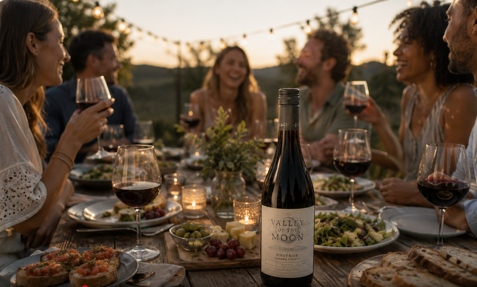 Valley of the Moon Table Setting with people enjoying the wine